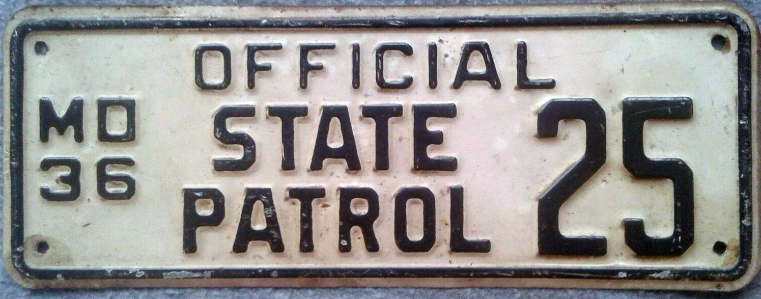 Missouri police motorcycle license plate 