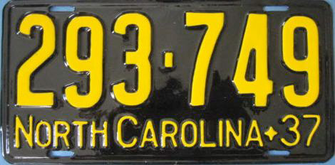 North Carolina police license plate image