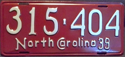 North Carolina police license plate image