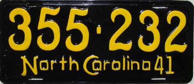 North Carolina police license plate image