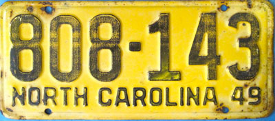 North Carolina police license plate image