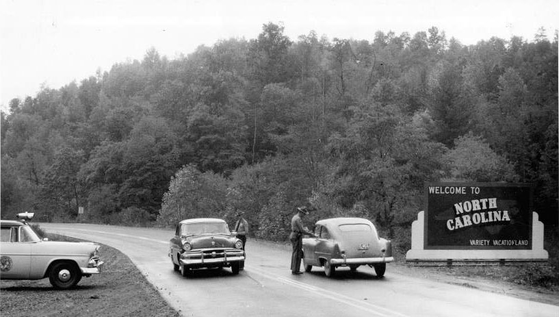 North Carolina police officers and car