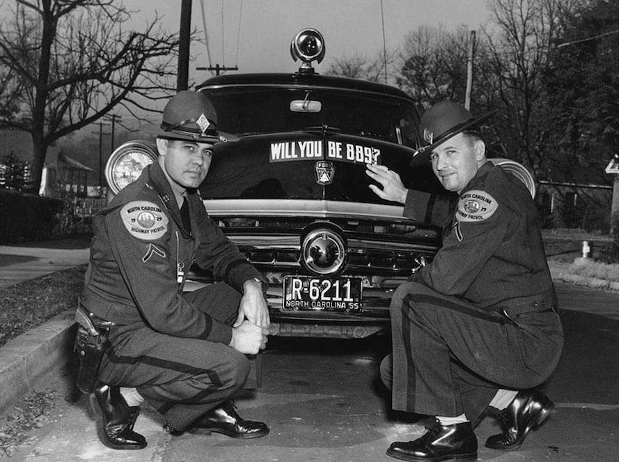North Carolina police officers and car