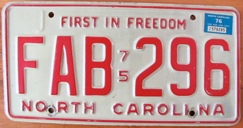 North Carolina police license plate image