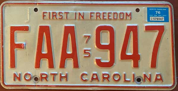 North Carolina police license plate image