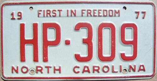 North Carolina police license plate image