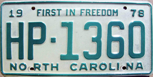 North Carolina police license plate image