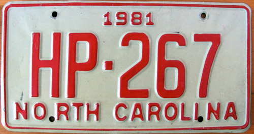 North Carolina police license plate image