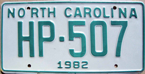 North Carolina police license plate image