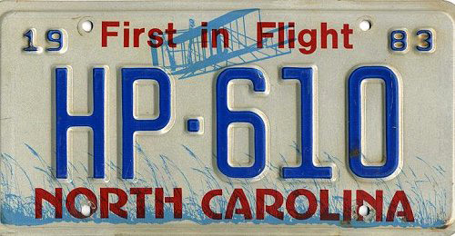 North Carolina police license plate image