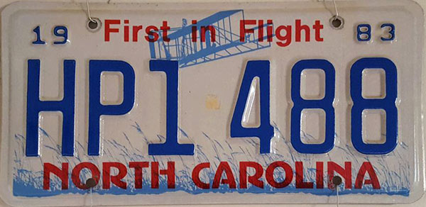 North Carolina police license plate image