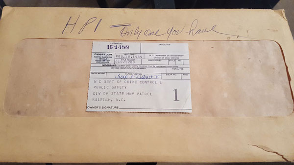 envelope for license plate