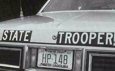 North Carolina police license plate image