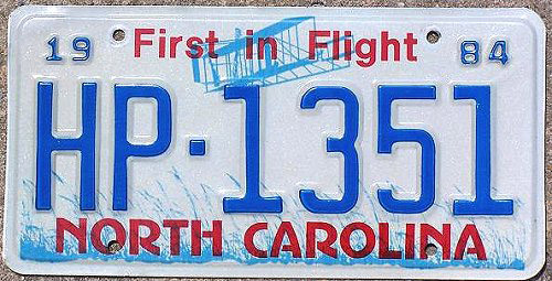 North Carolina police license plate image