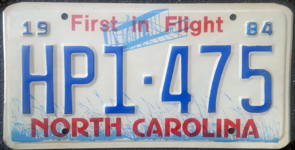 North Carolina police license plate image