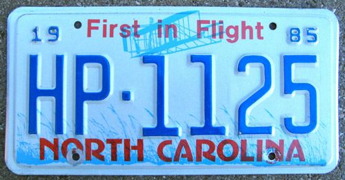 North Carolina police license plate image