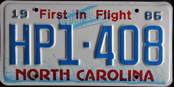 North Carolina police license plate image