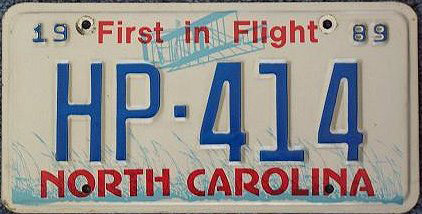 North Carolina police license plate image