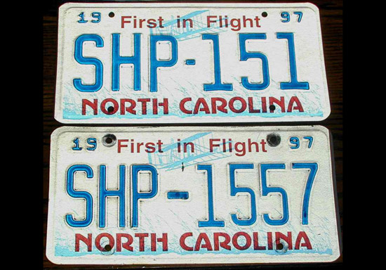 North Carolina police license plate image