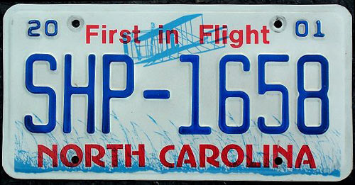 North Carolina police license plate image