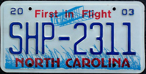 North Carolina police license plate image