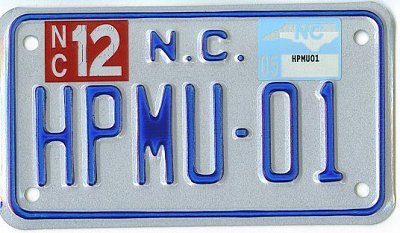 North Carolina police license plate image