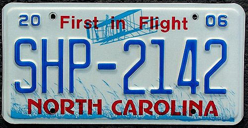 North Carolina police license plate image