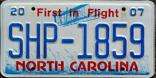 North Carolina police license plate image