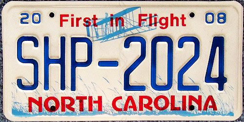 North Carolina police license plate image