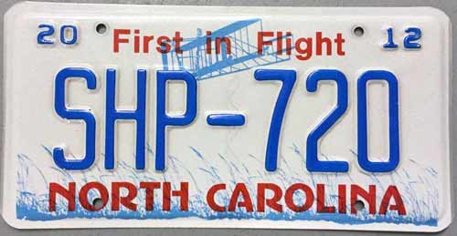 North Carolina police license plate image