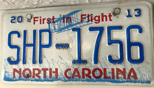 North Carolina police license plate image