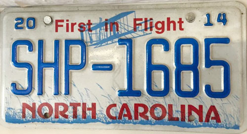 North Carolina police license plate image