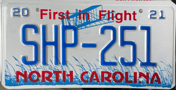 North Carolina police license plate image