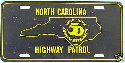 North Carolina police license plate image