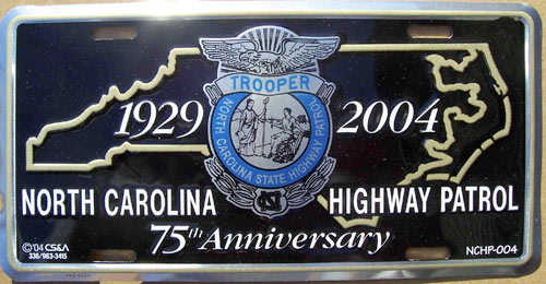 North Carolina police license plate image