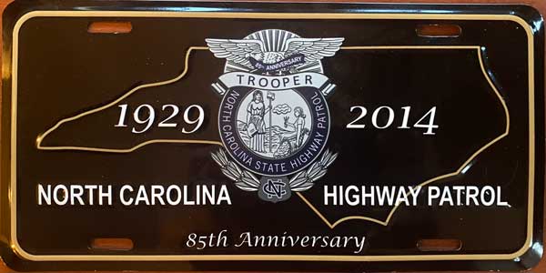 North Carolina police license plate image