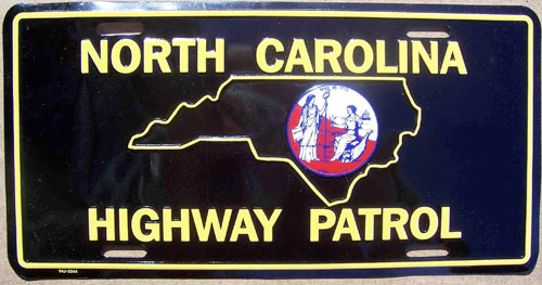 North Carolina police license plate image