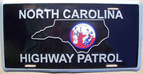 North Carolina police license plate image