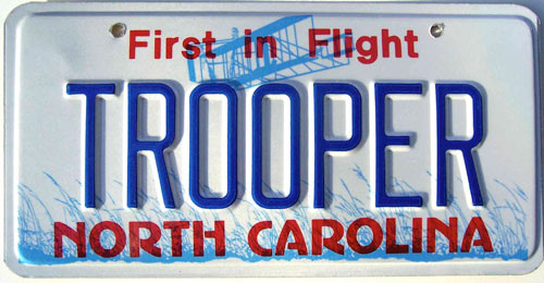 North Carolina police license plate image