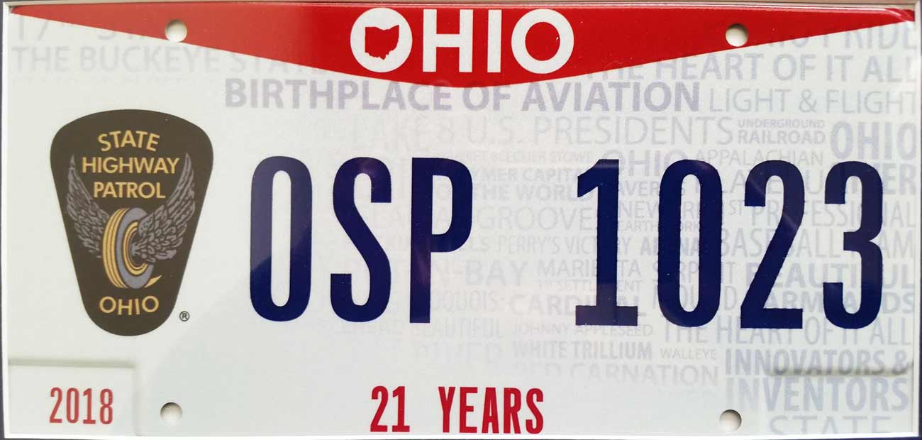 Ohio police license plate