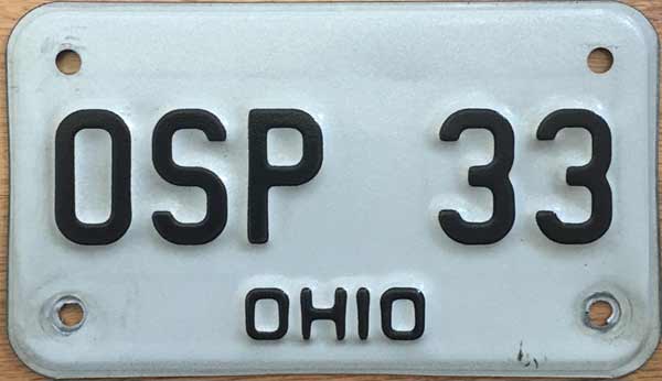 Ohio police motorcycle license plate