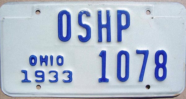 Ohio police license plate