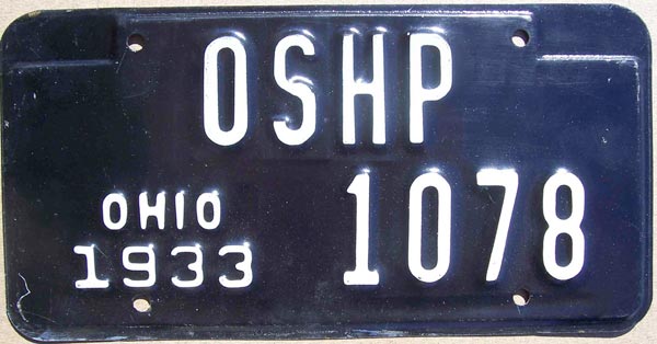 Ohio police license plate