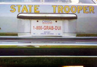 Ohio state trooper police car and plate