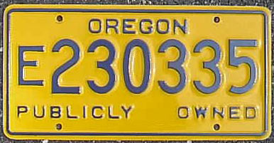 Oregon  police license plate image