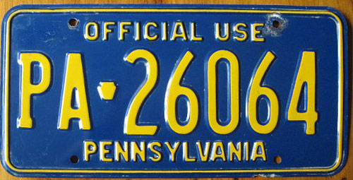 Pennsylvania  police license plate