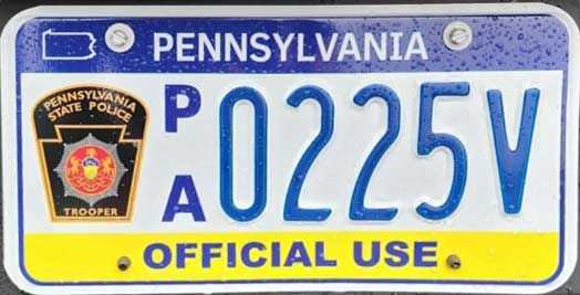 Pennsylvania  police license plate