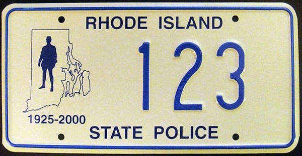 Rhode Island  police license plate