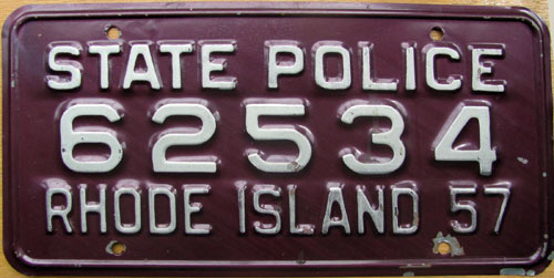 Rhode Island  police license plate