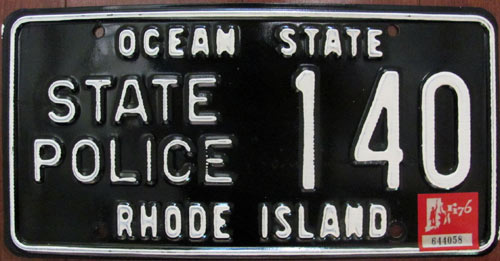 Rhode Island  police license plate